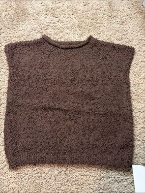 Women's Brown Cozy Short-Sleeve Crop Top